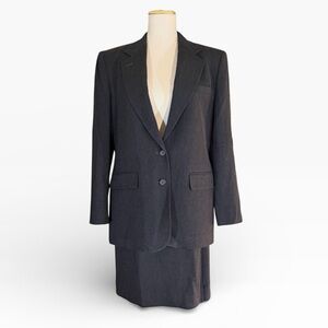 Ralph Lauren Vintage 100% Wool Gray Power Suit Working Girl Designer 80s 90s